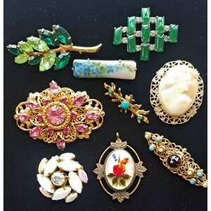 Antique Victorian Rhinestone Brooch Jewelry Lot